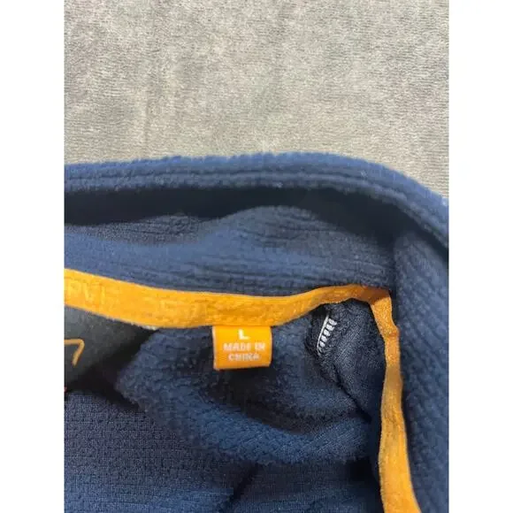 Orvis Troutbum 1/4 Zip Pullover Sweater Mens Large Blue Waffle Weave Fleece - Picture 6 of 7